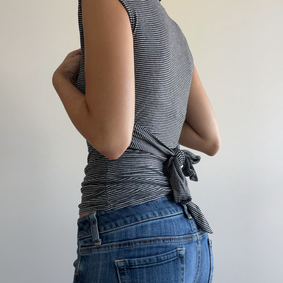 STRIPED COWL TOP