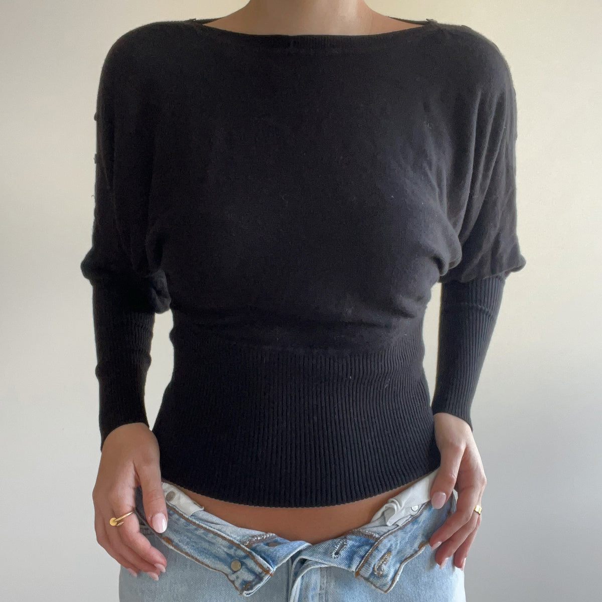 BLACK BATWING TOP