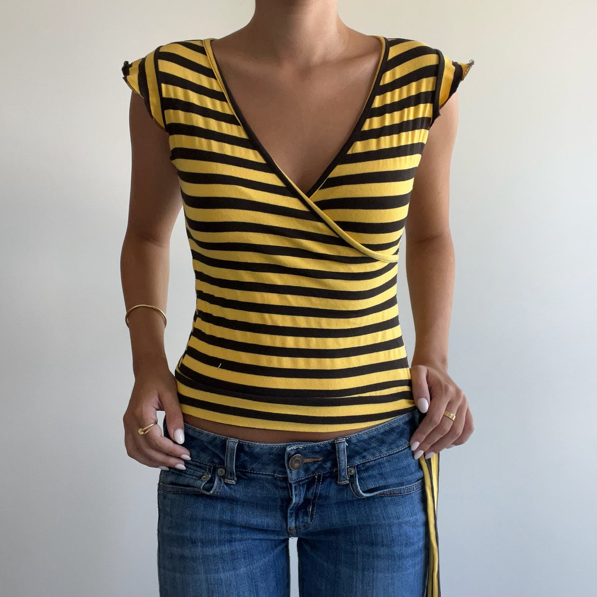 YELLOW STRIPED WRAP TANK