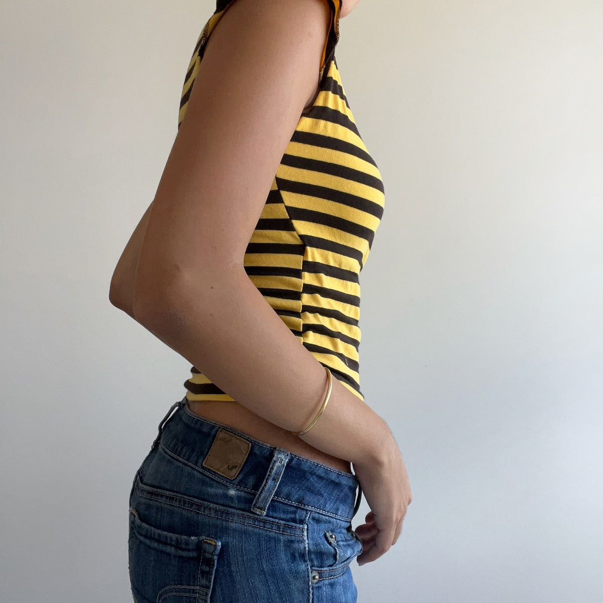 YELLOW STRIPED WRAP TANK