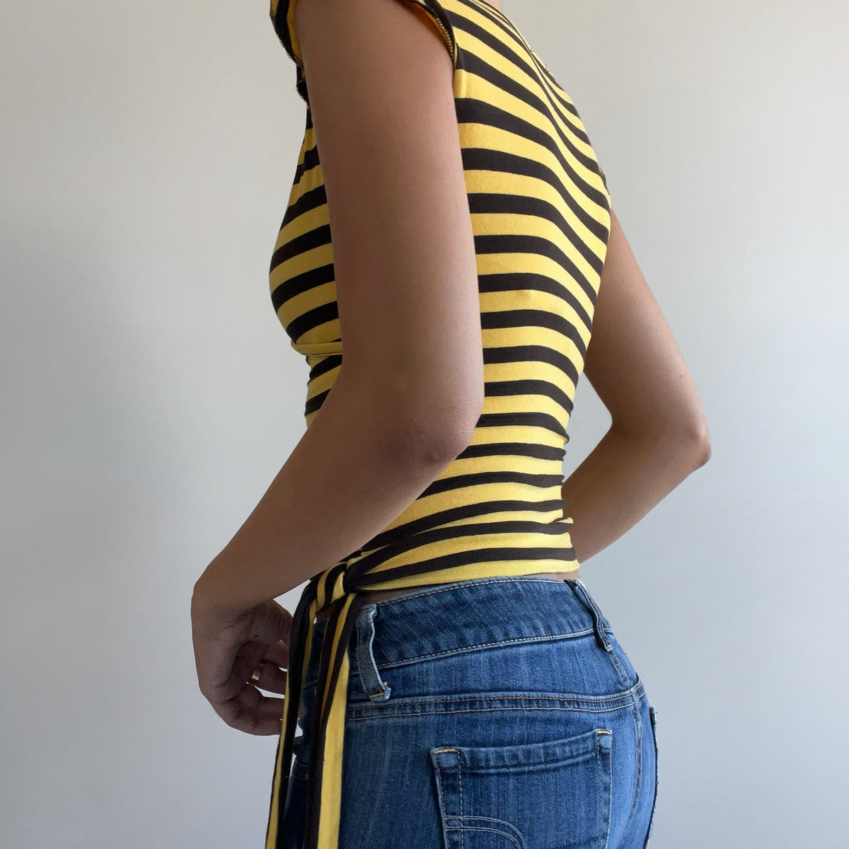 YELLOW STRIPED WRAP TANK