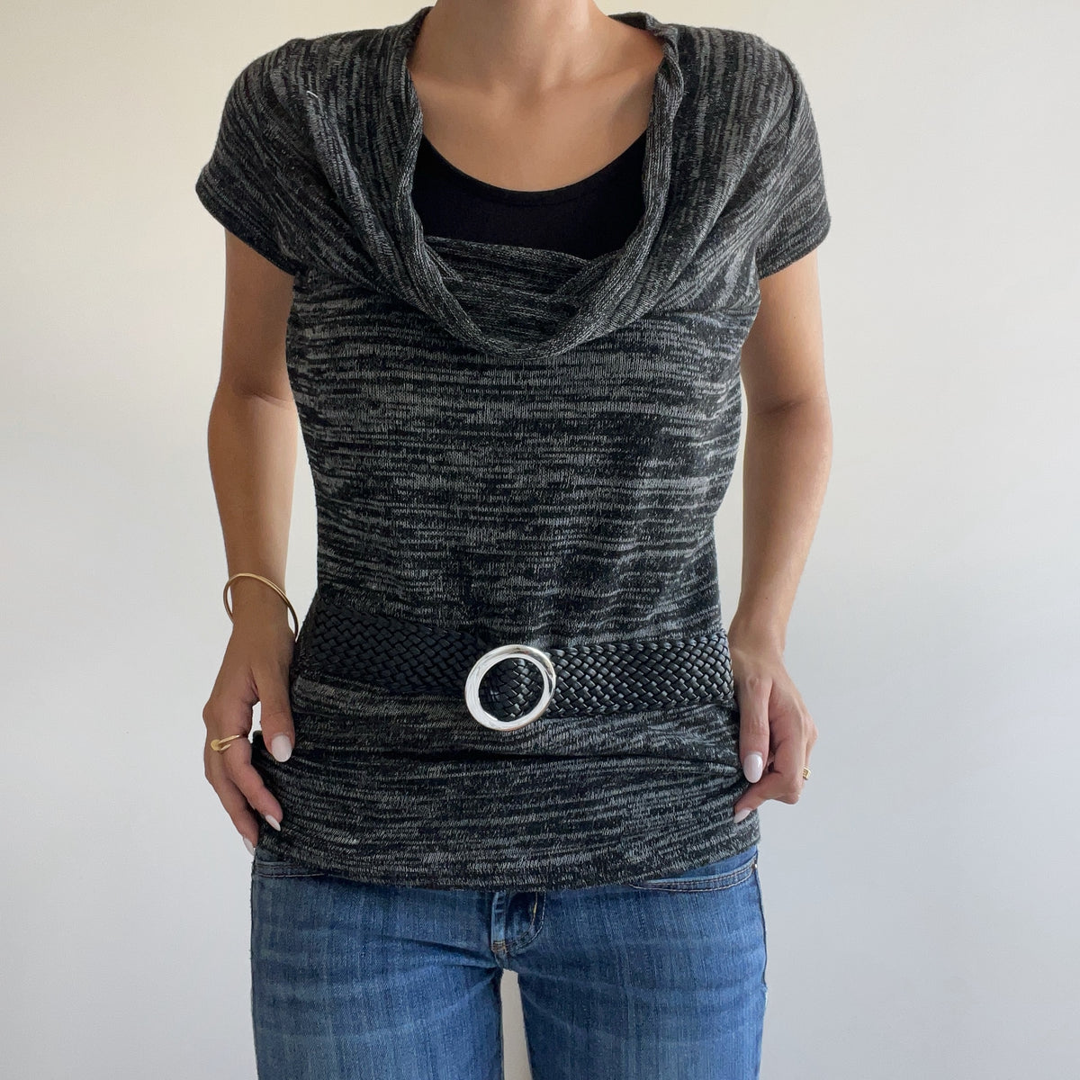 GREY COWL NECK TOP