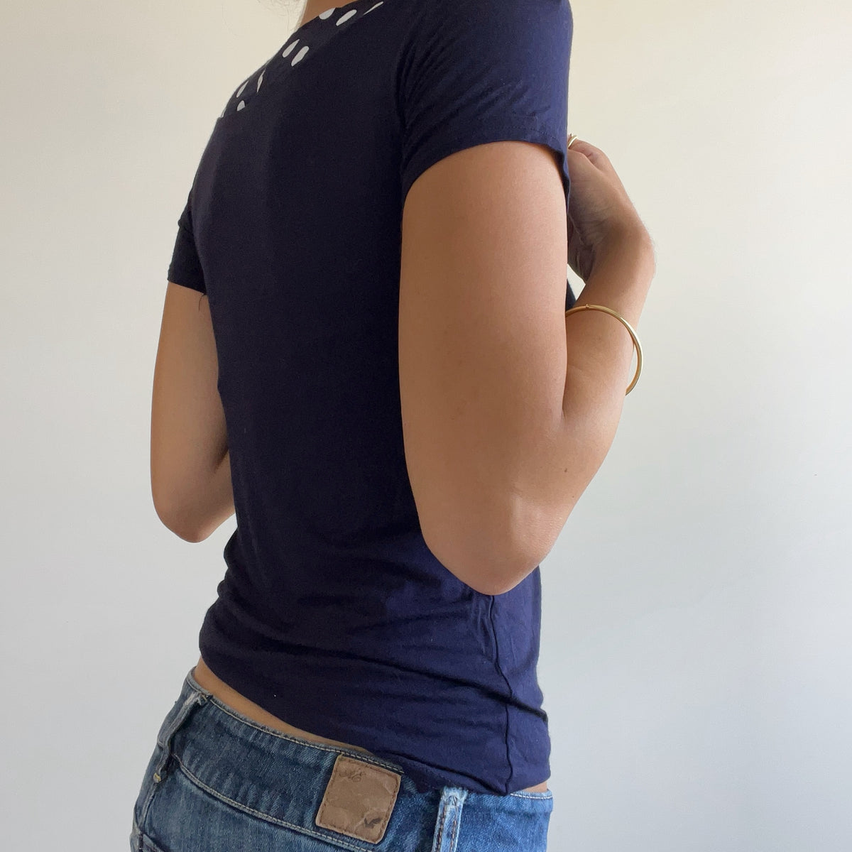 NAVY POLKA DOT TOP
