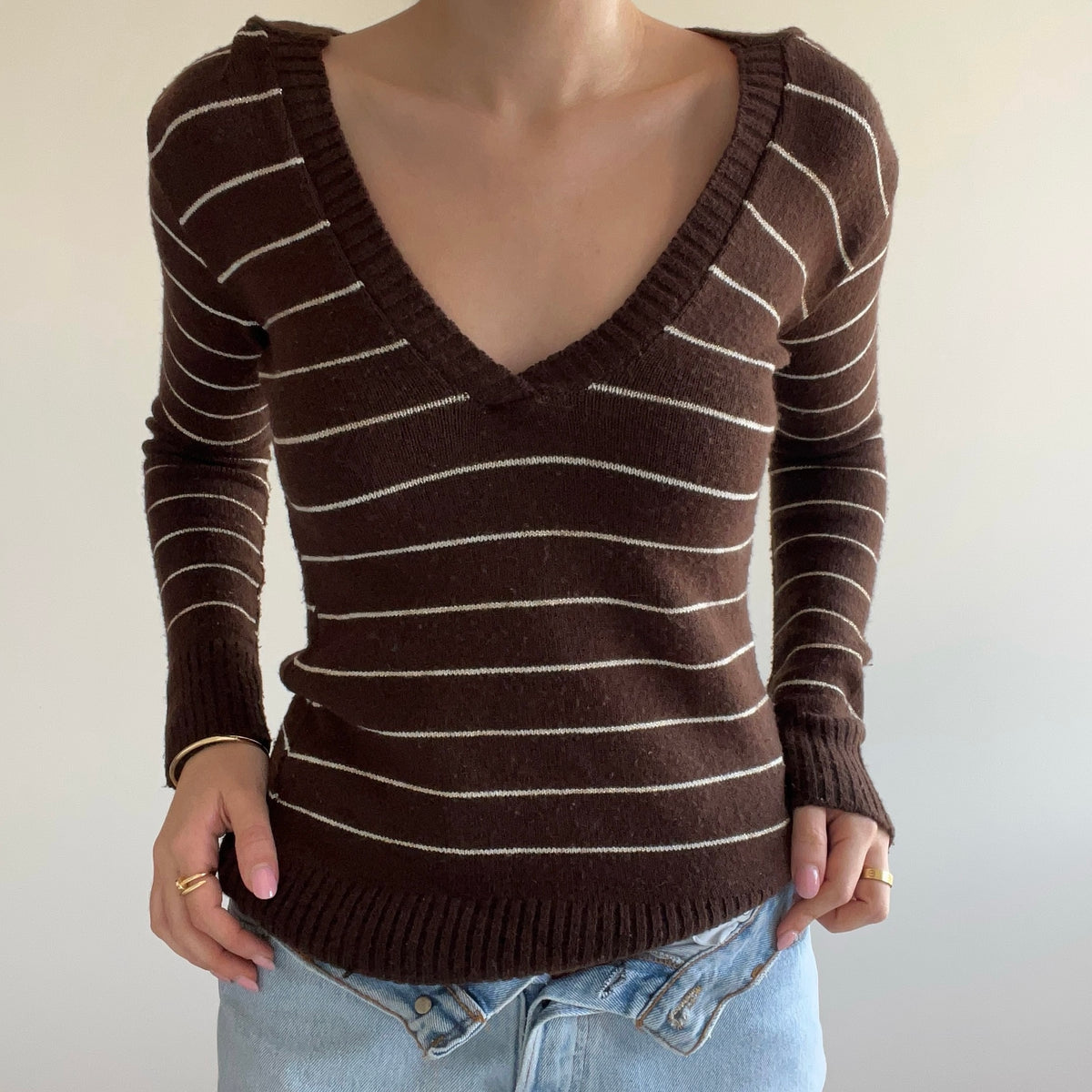 BROWN STRIPED HOODIE