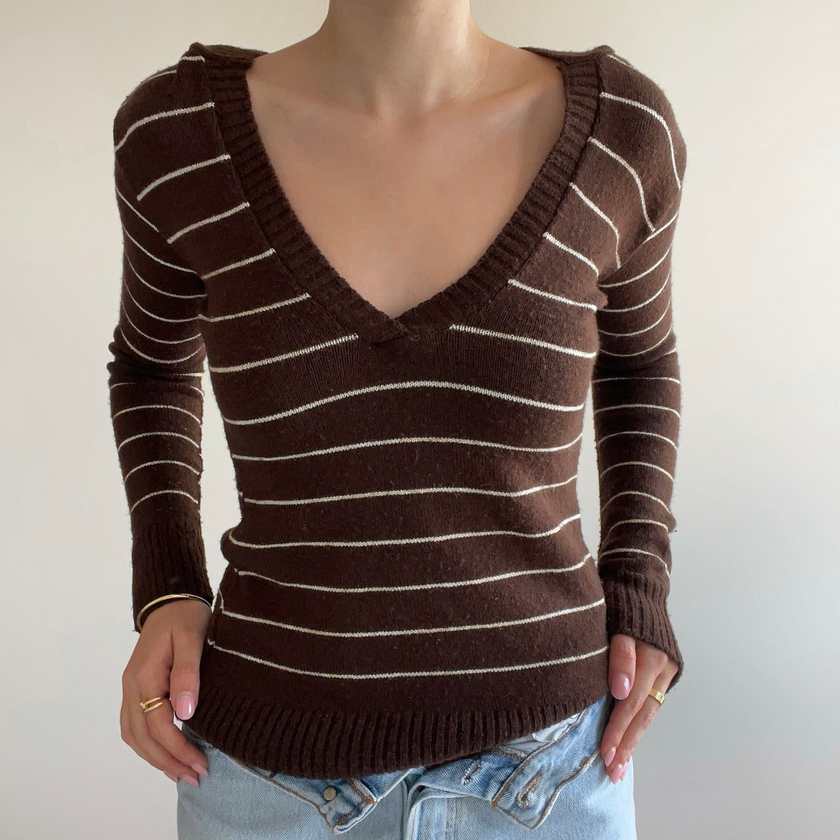 BROWN STRIPED HOODIE