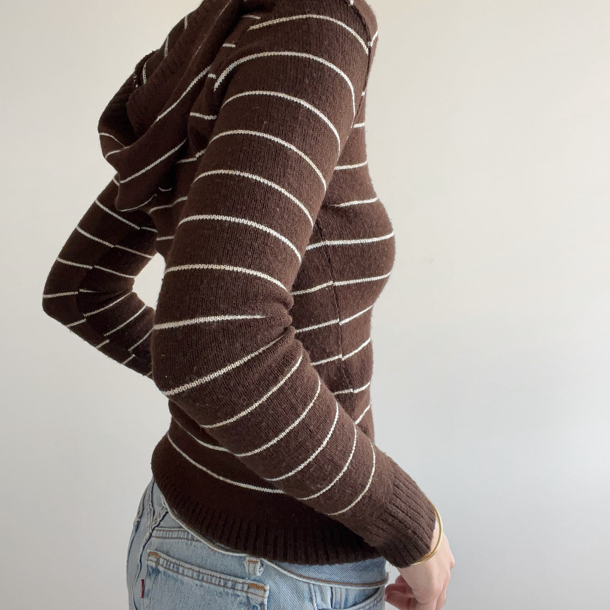 BROWN STRIPED HOODIE
