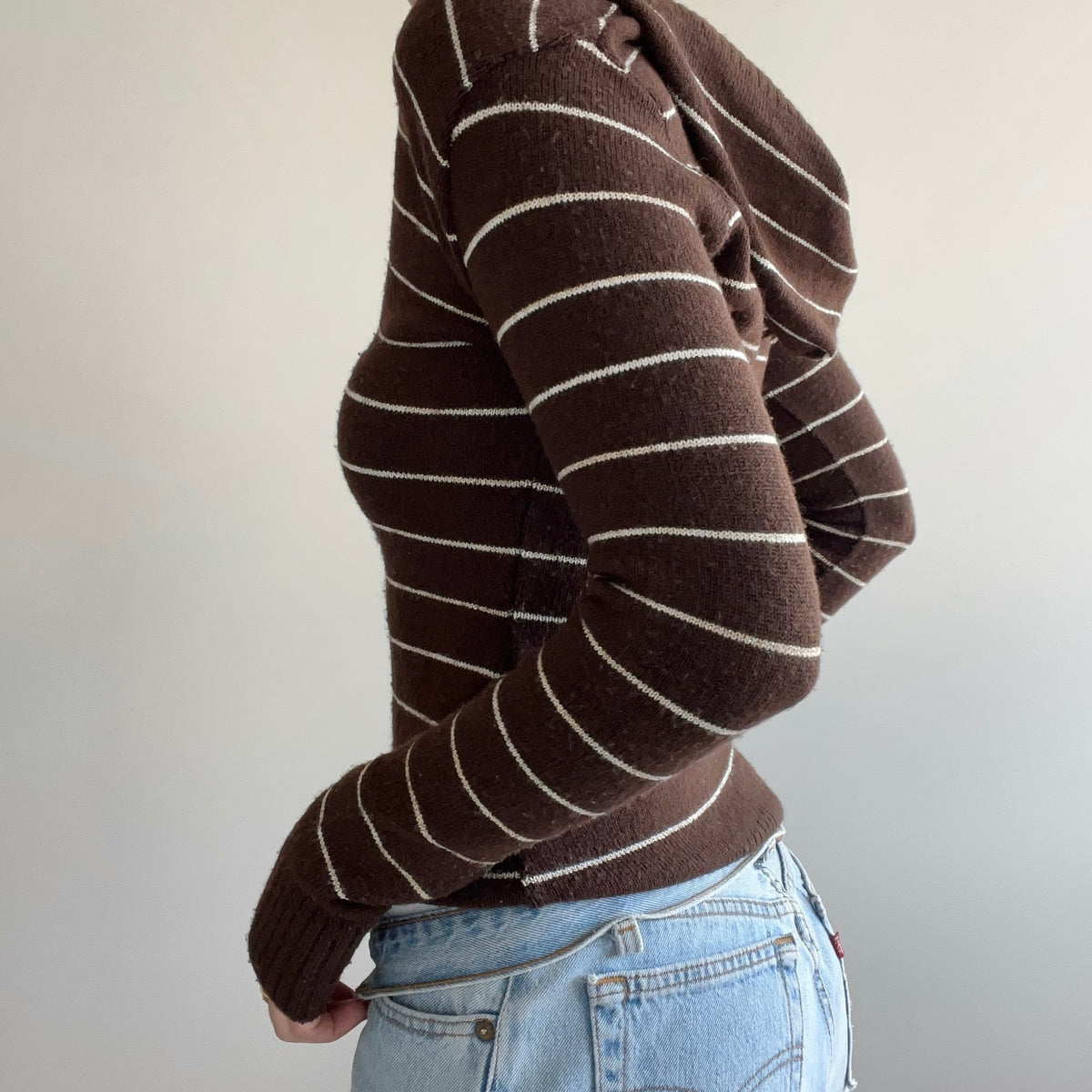BROWN STRIPED HOODIE