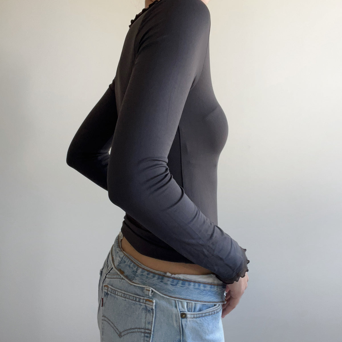 BROWN WRAP LONG SLEEVE
