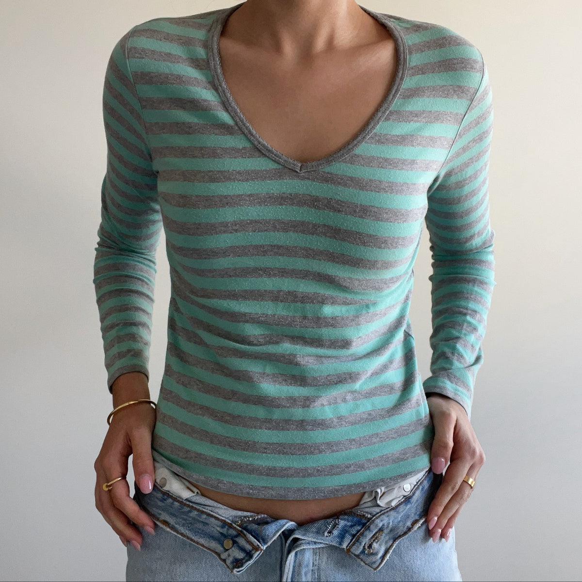 MINT STRIPED LONG SLEEVE