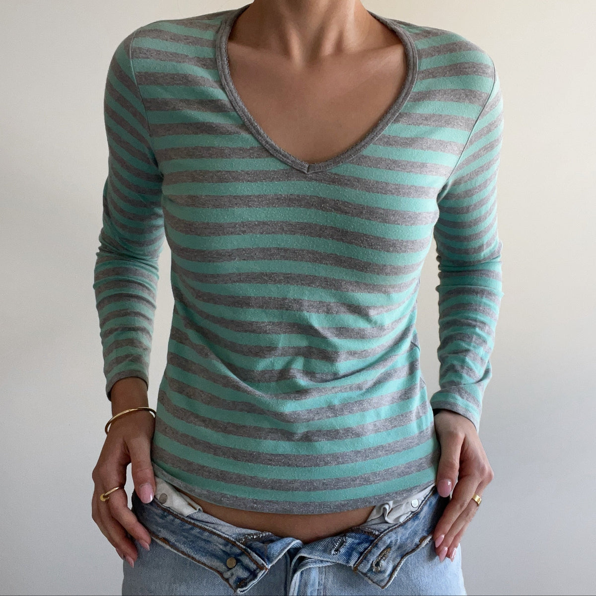 MINT STRIPED LONG SLEEVE