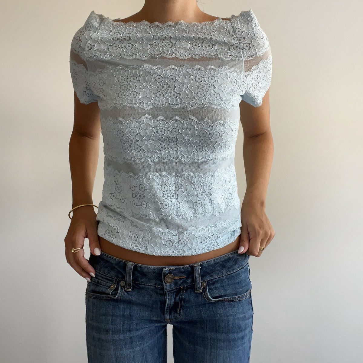 BABY BLUE LACE TOP