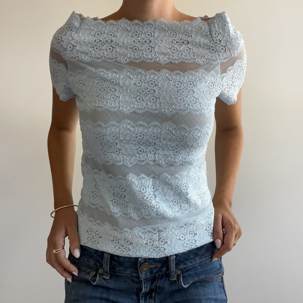 BABY BLUE LACE TOP