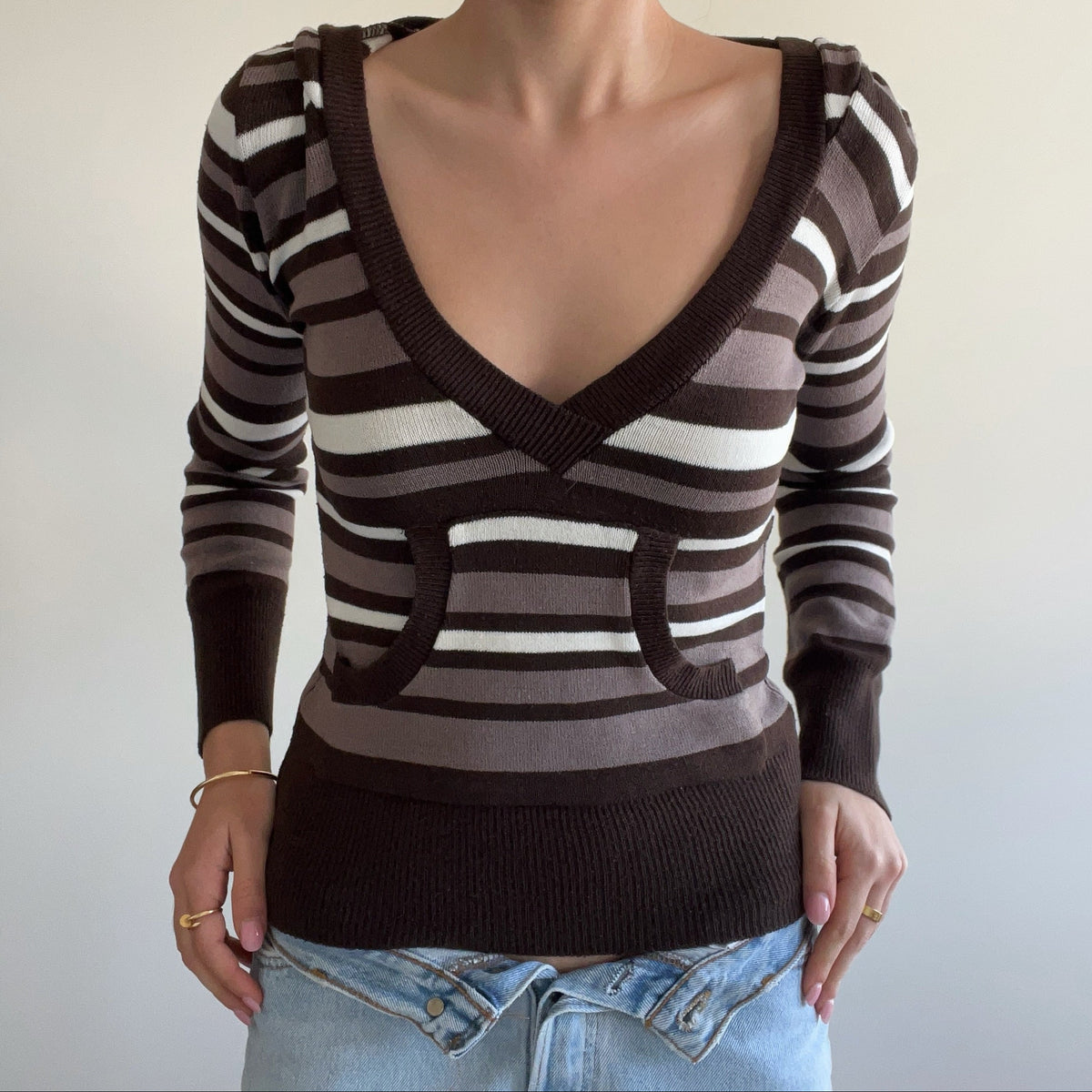 BROWN STRIPED HOODIE