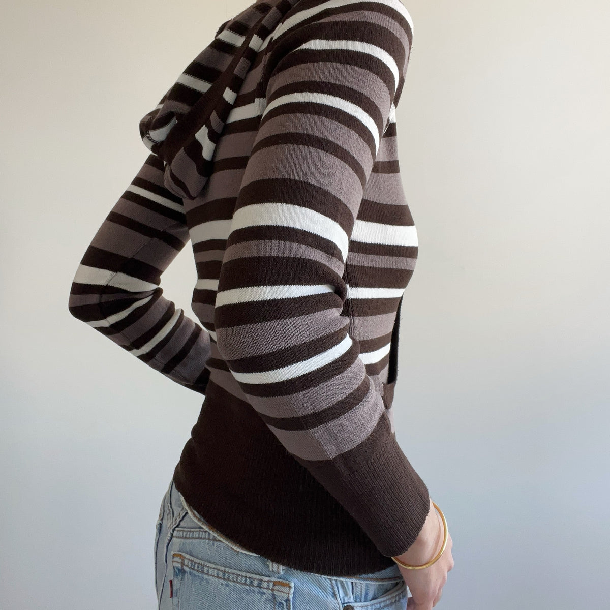 BROWN STRIPED HOODIE