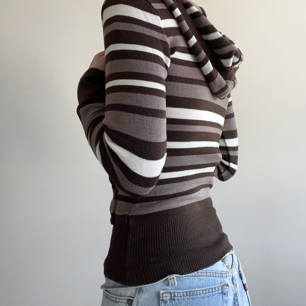 BROWN STRIPED HOODIE