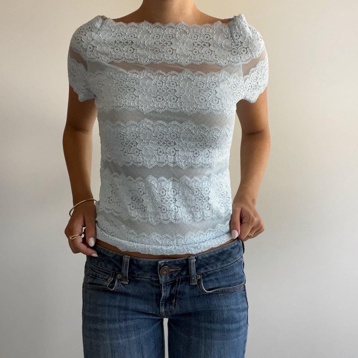 BABY BLUE LACE TOP