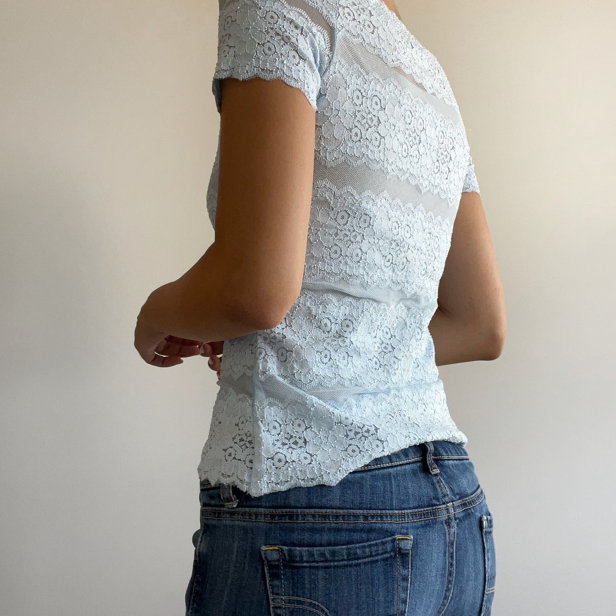 BABY BLUE LACE TOP