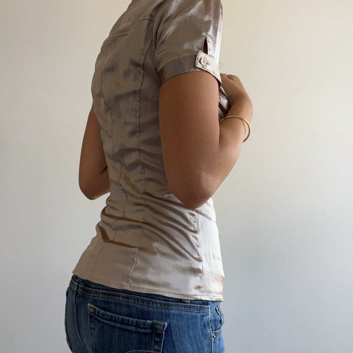 CHAMPAGNE SATIN BLOUSE