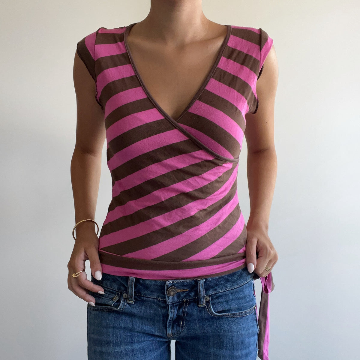 PINK STRIPED WRAP TANK