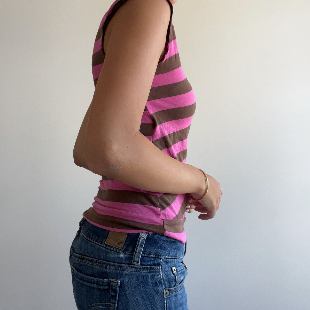 PINK STRIPED WRAP TANK