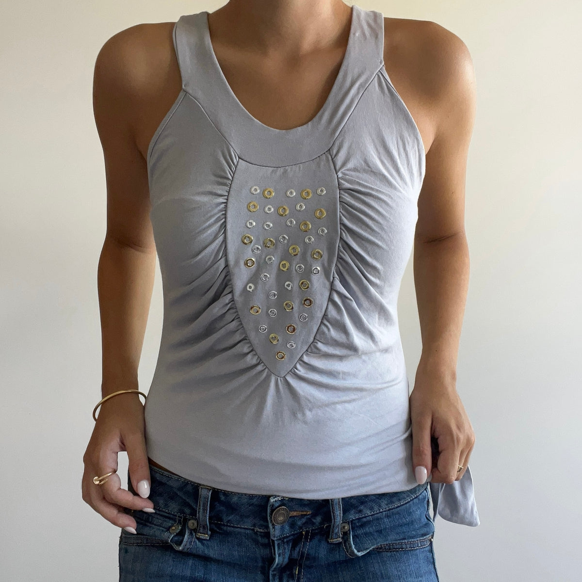 GREY STUDDED TOP