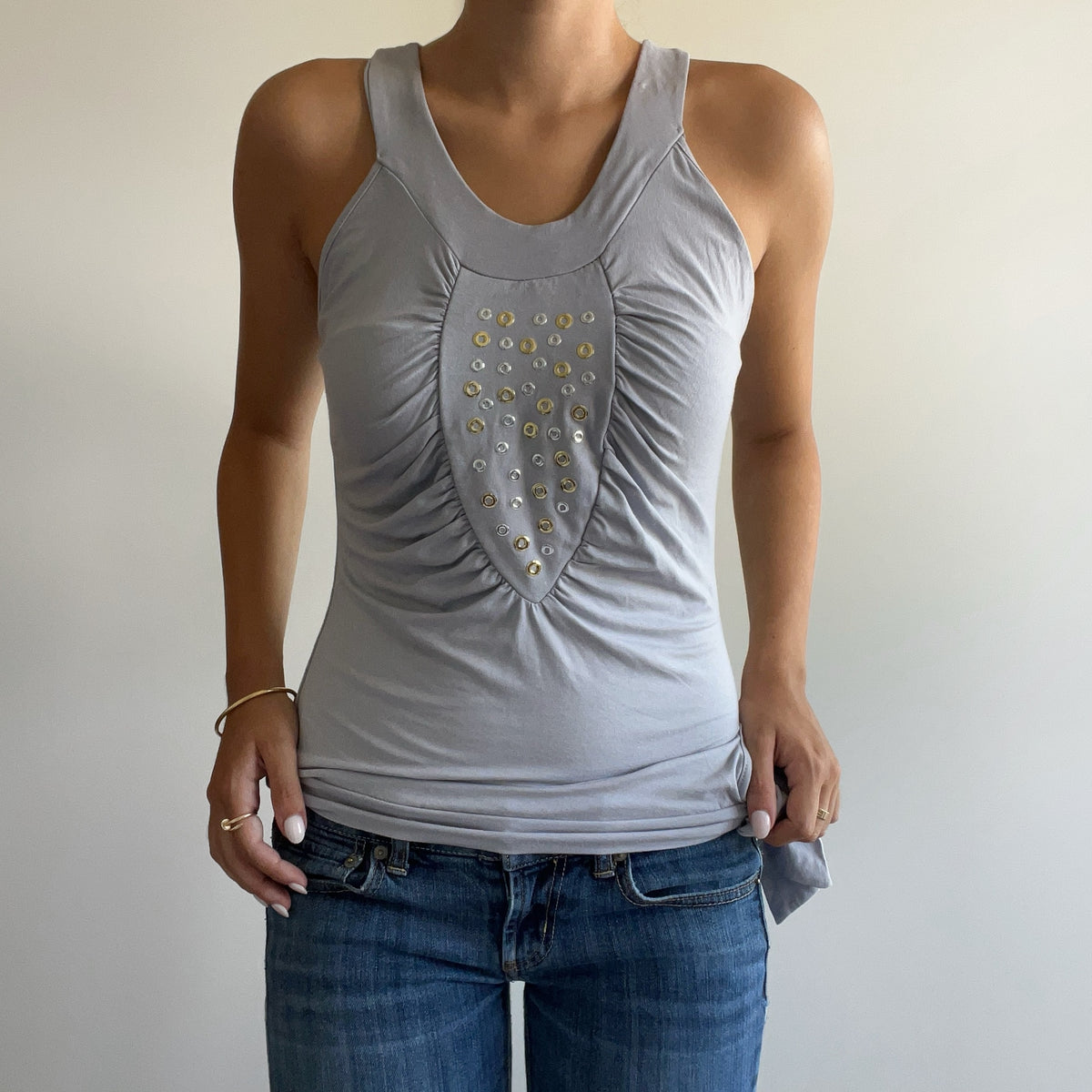 GREY STUDDED TOP