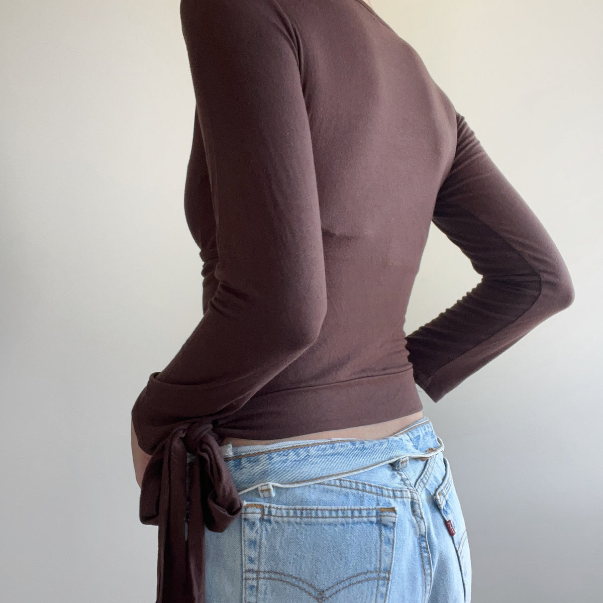 BROWN WRAP TOP