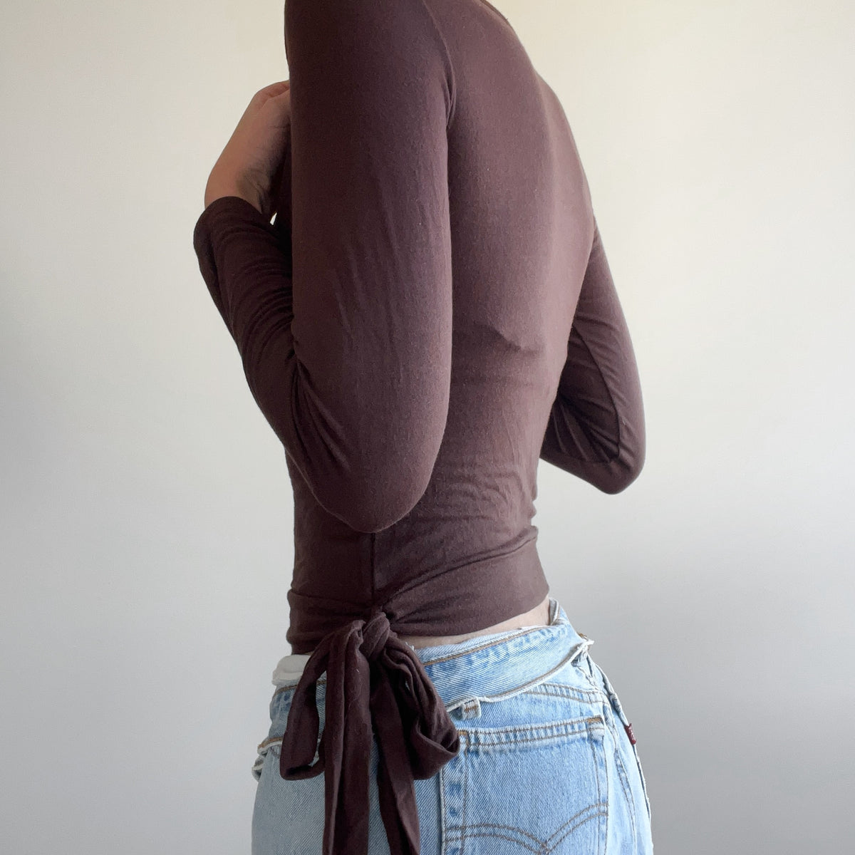 BROWN WRAP TOP