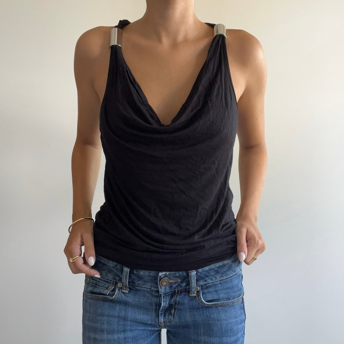 BLACK DRAPED TANK