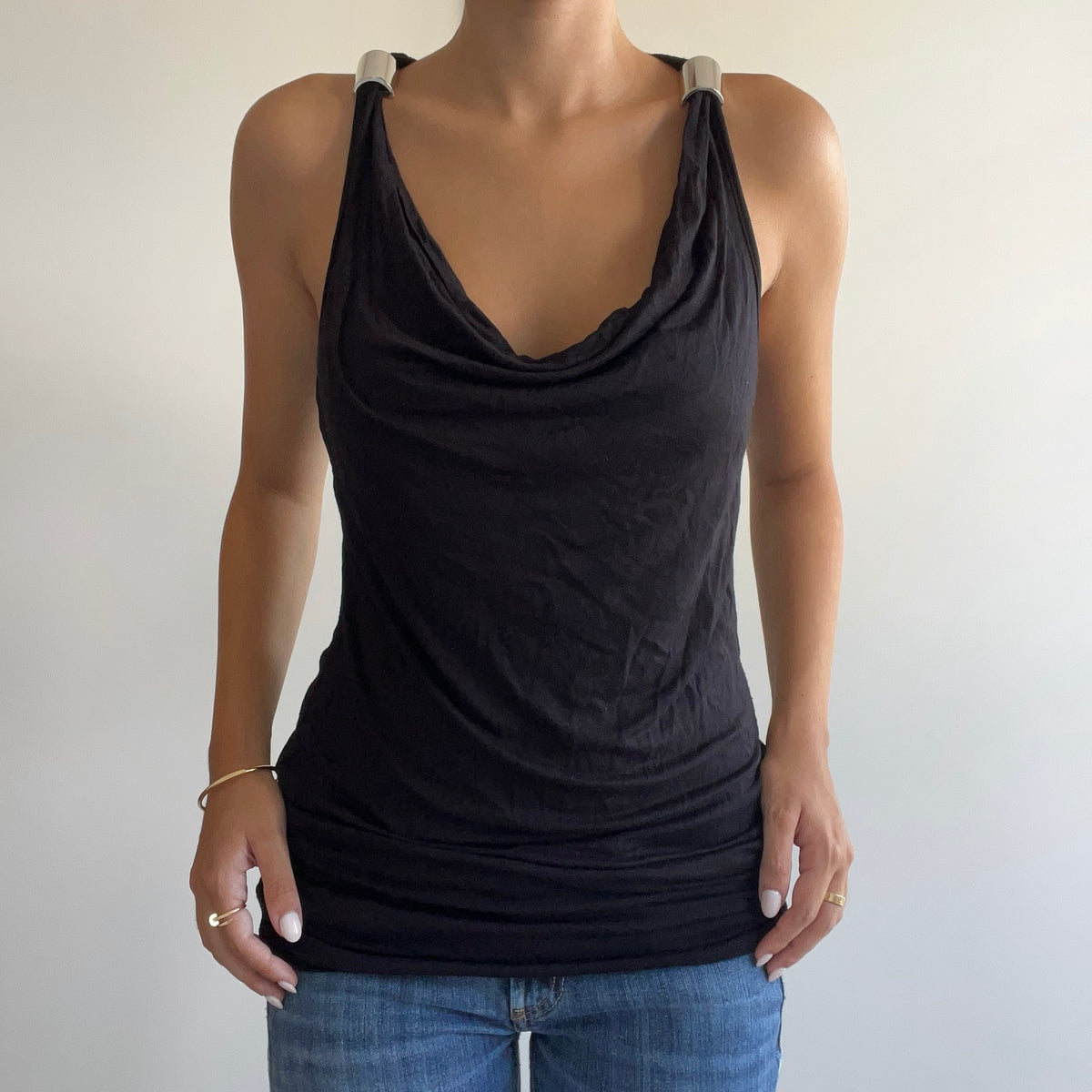 BLACK DRAPED TANK