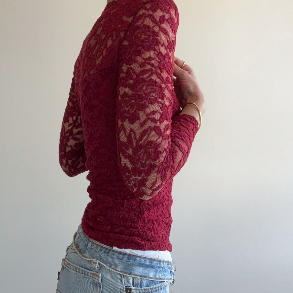 RED LACE 3/4 SLEEVE