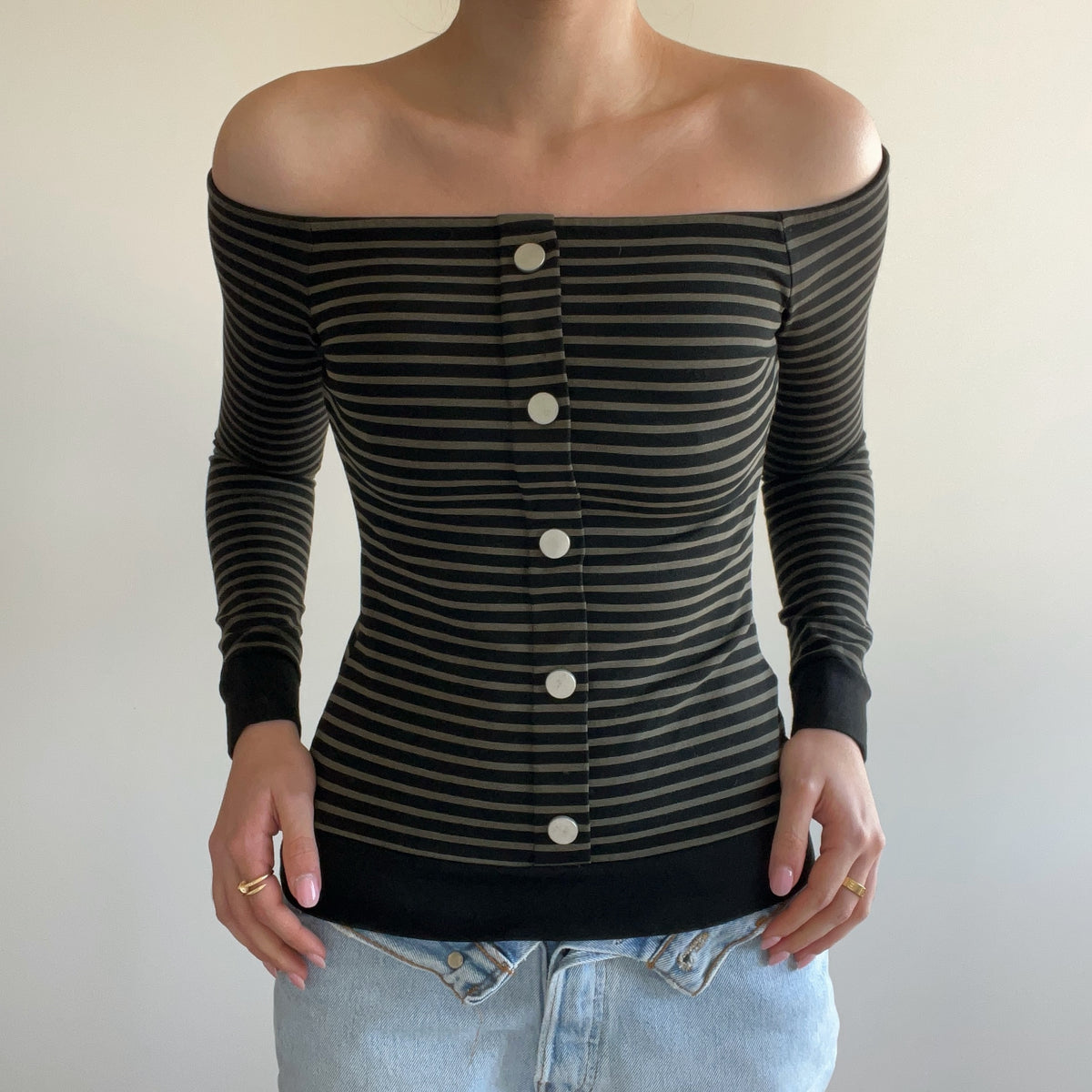 BUTTON STRIPE TOP