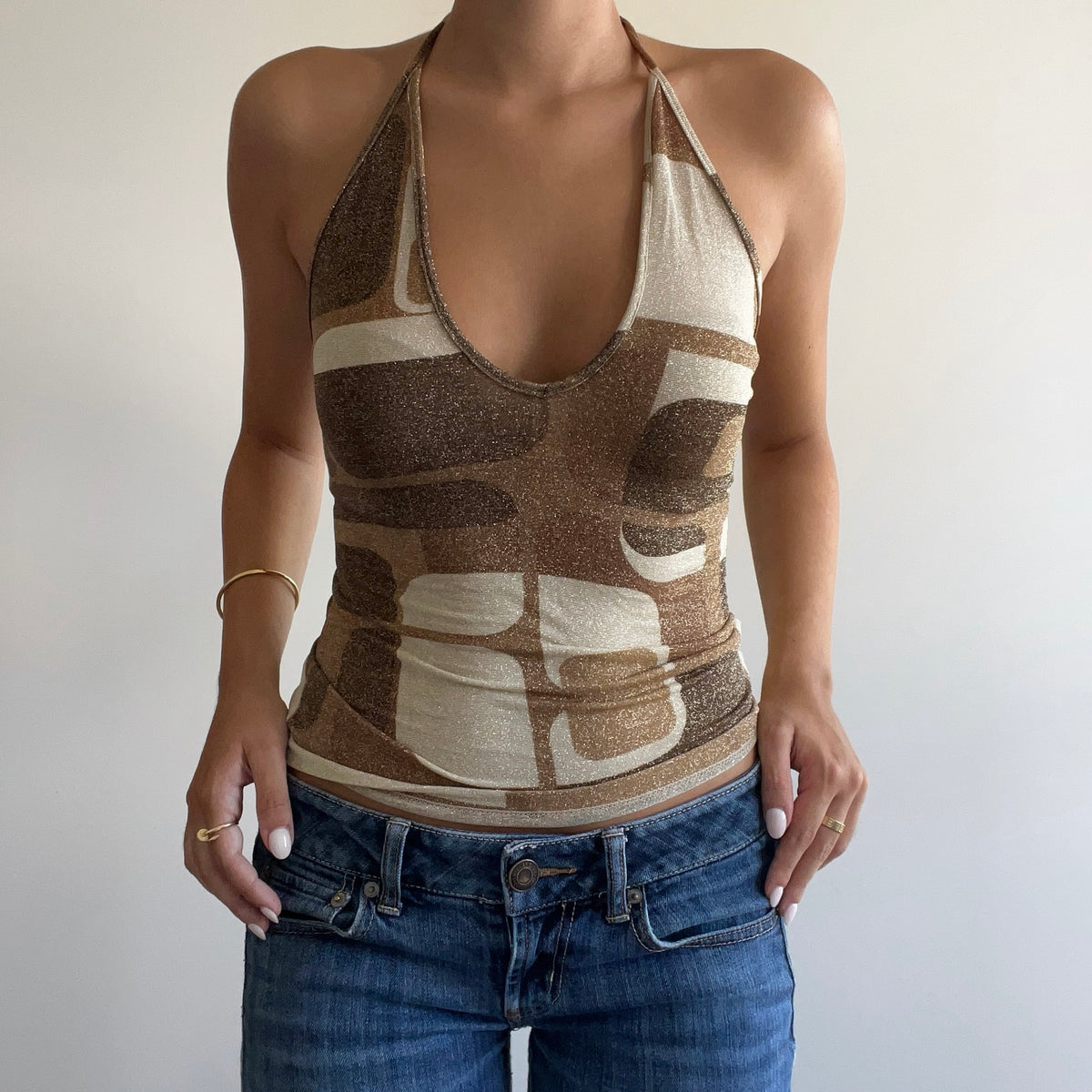 ABSTRACT HALTER TOP