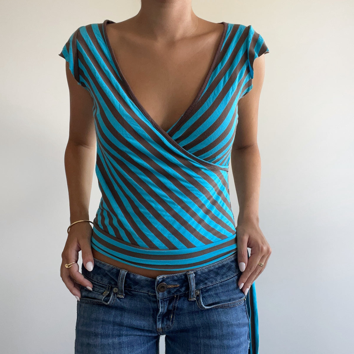 TURQUOISE WRAP TOP