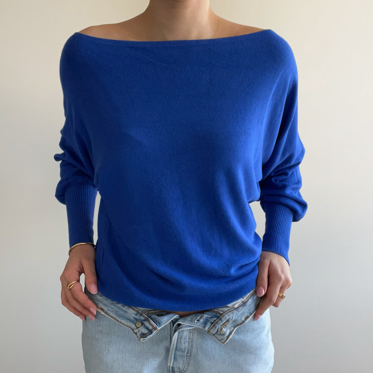 BLUE BATWING TOP