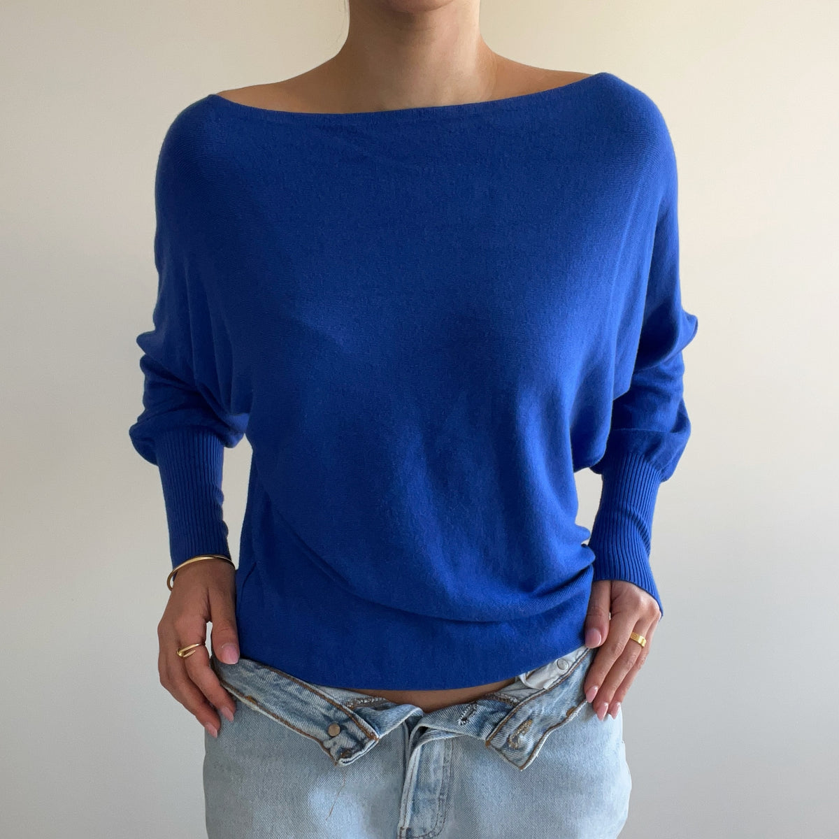 BLUE BATWING TOP