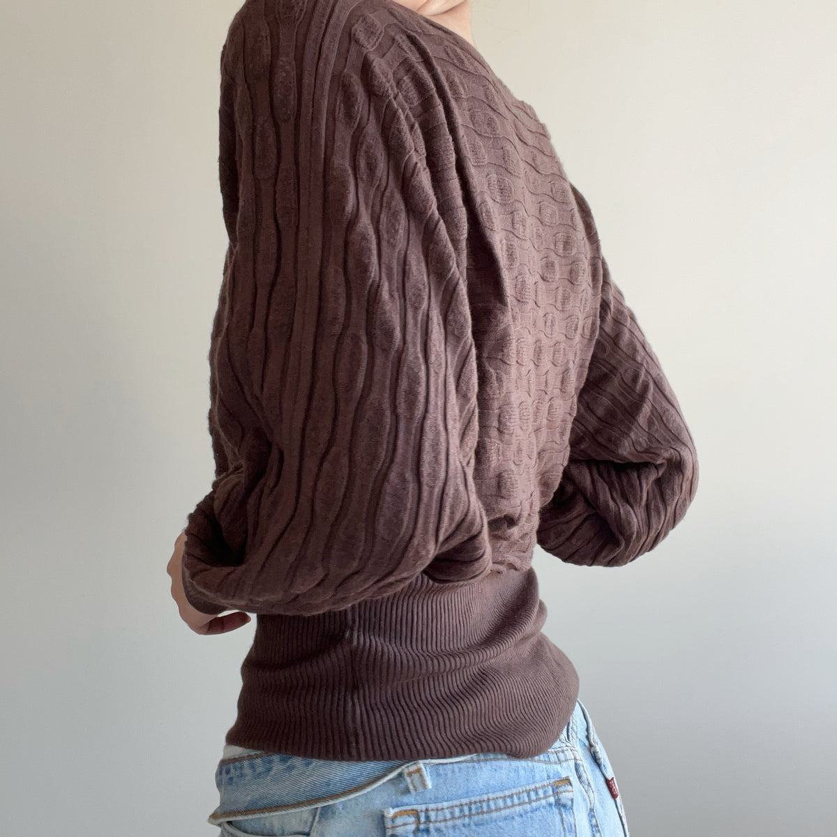 BROWN BATWING JUMPER