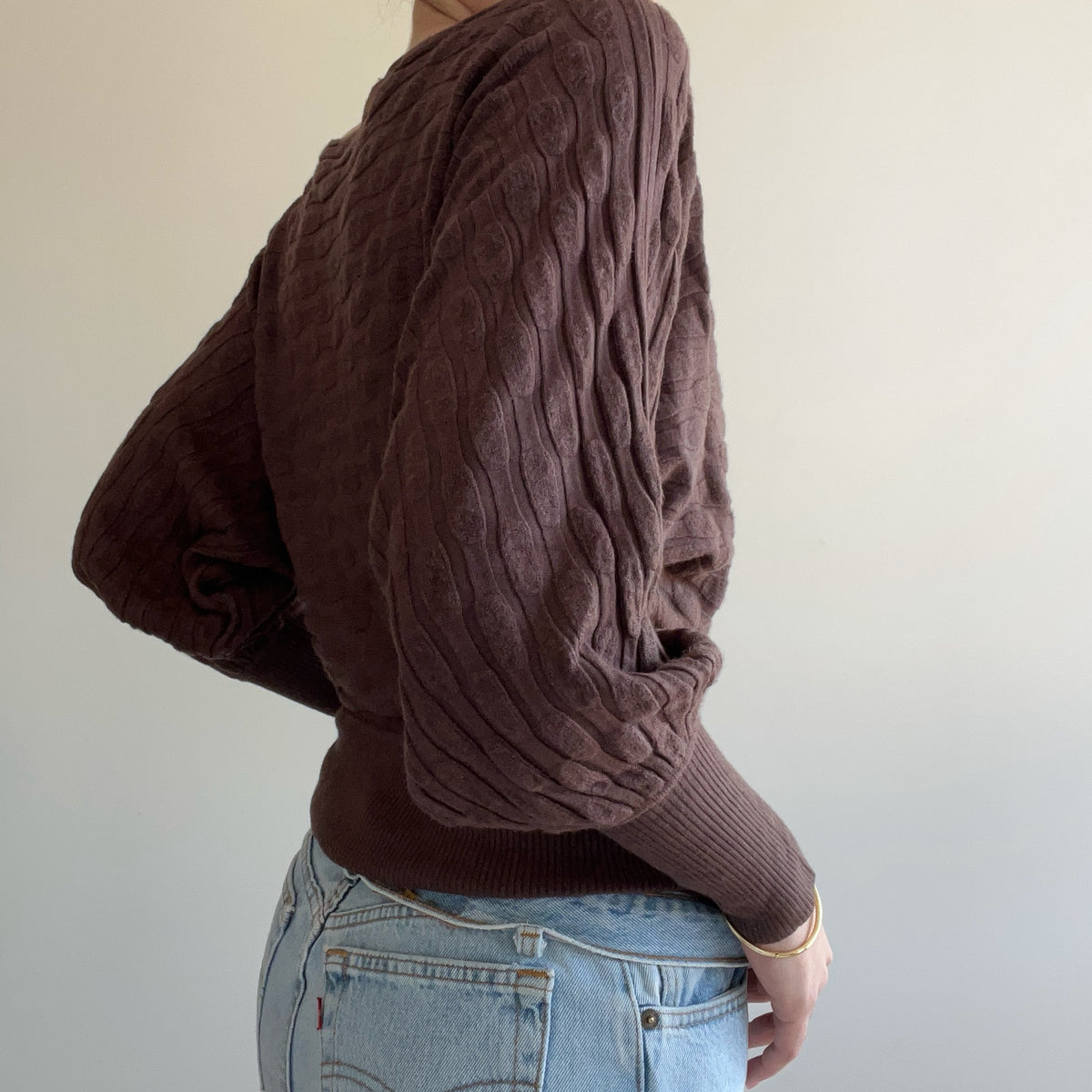 BROWN BATWING JUMPER