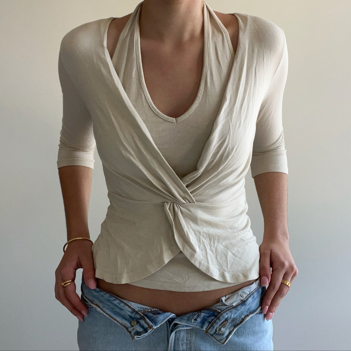 CREAM LAYERED TOP