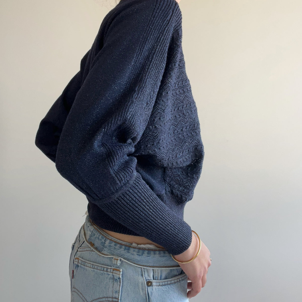 NAVY BATWING JUMPER
