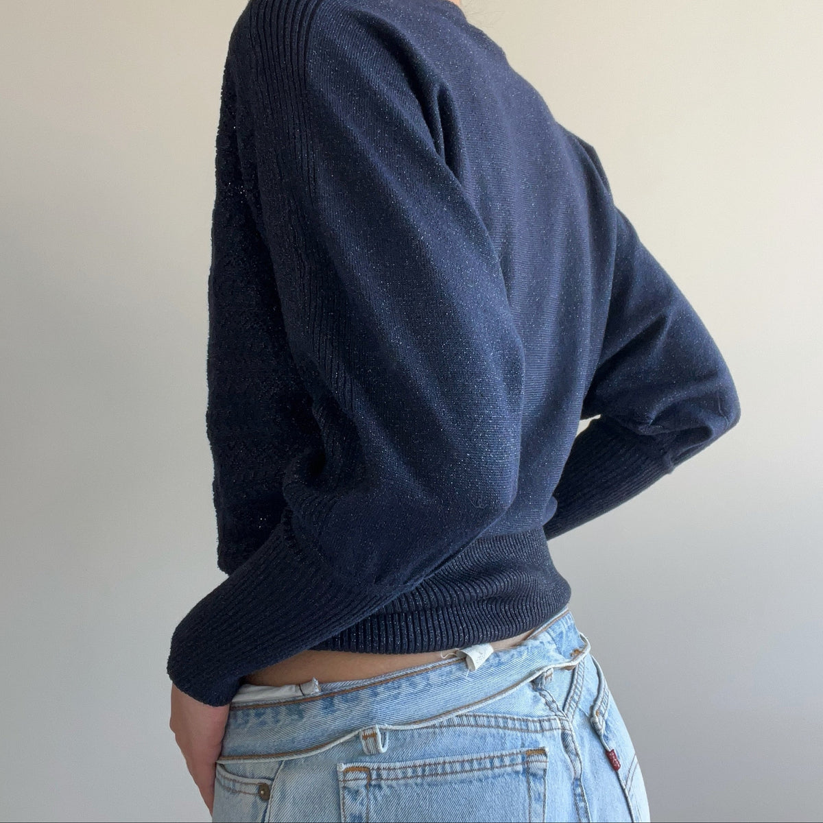 NAVY BATWING JUMPER