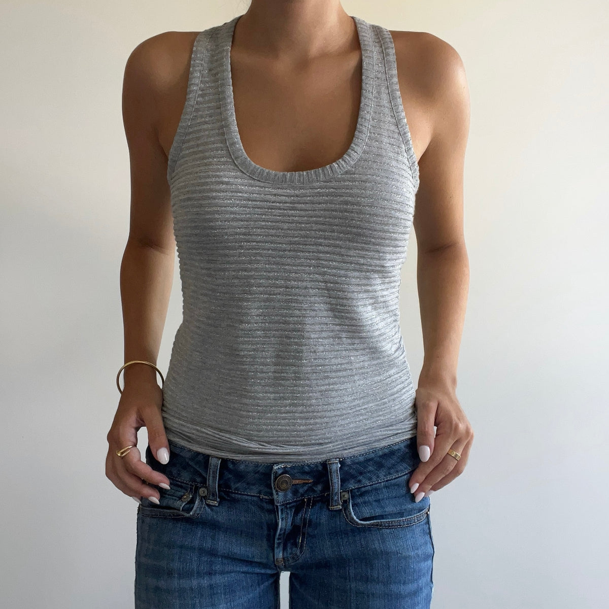 STRIPED SILVER TANK