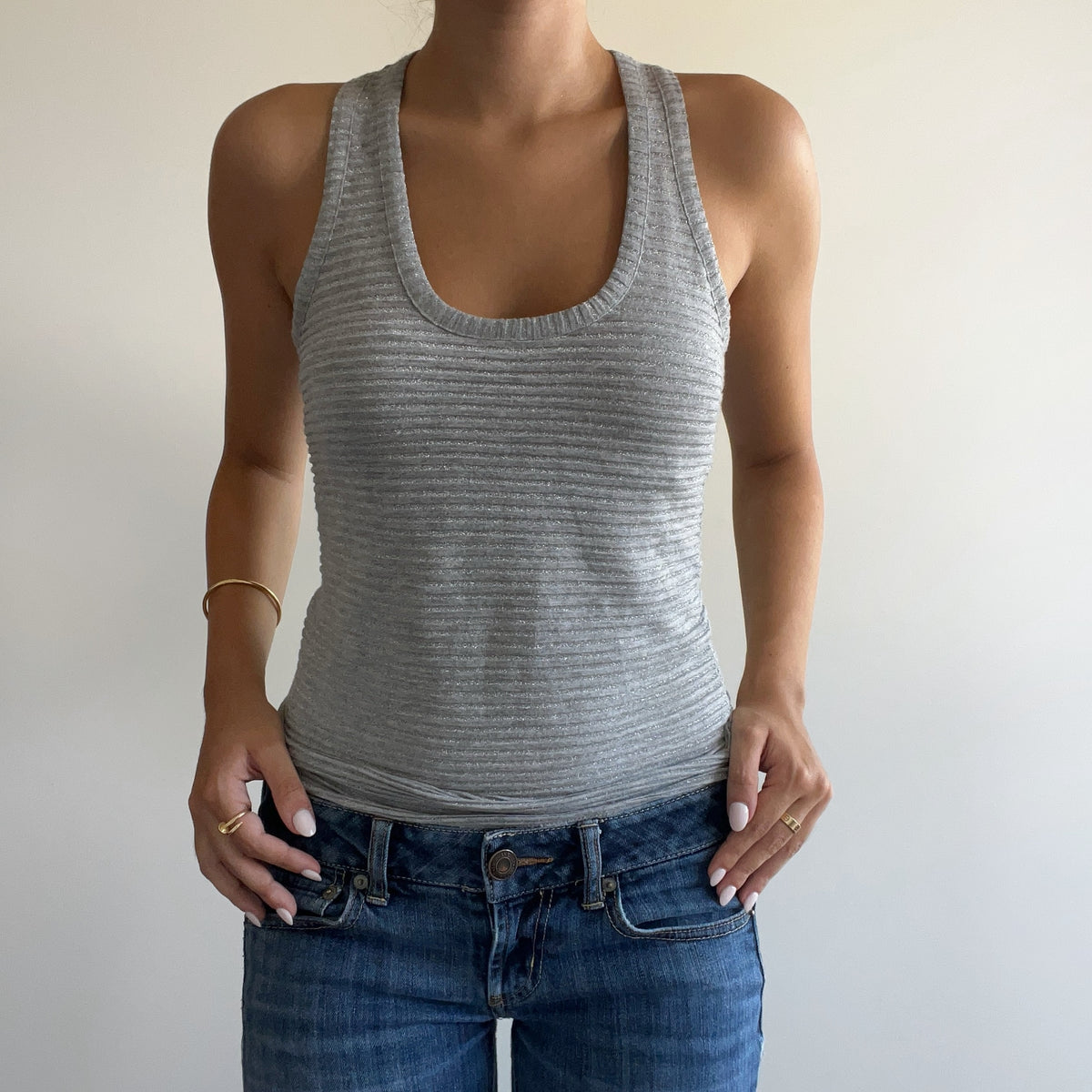 STRIPED SILVER TANK