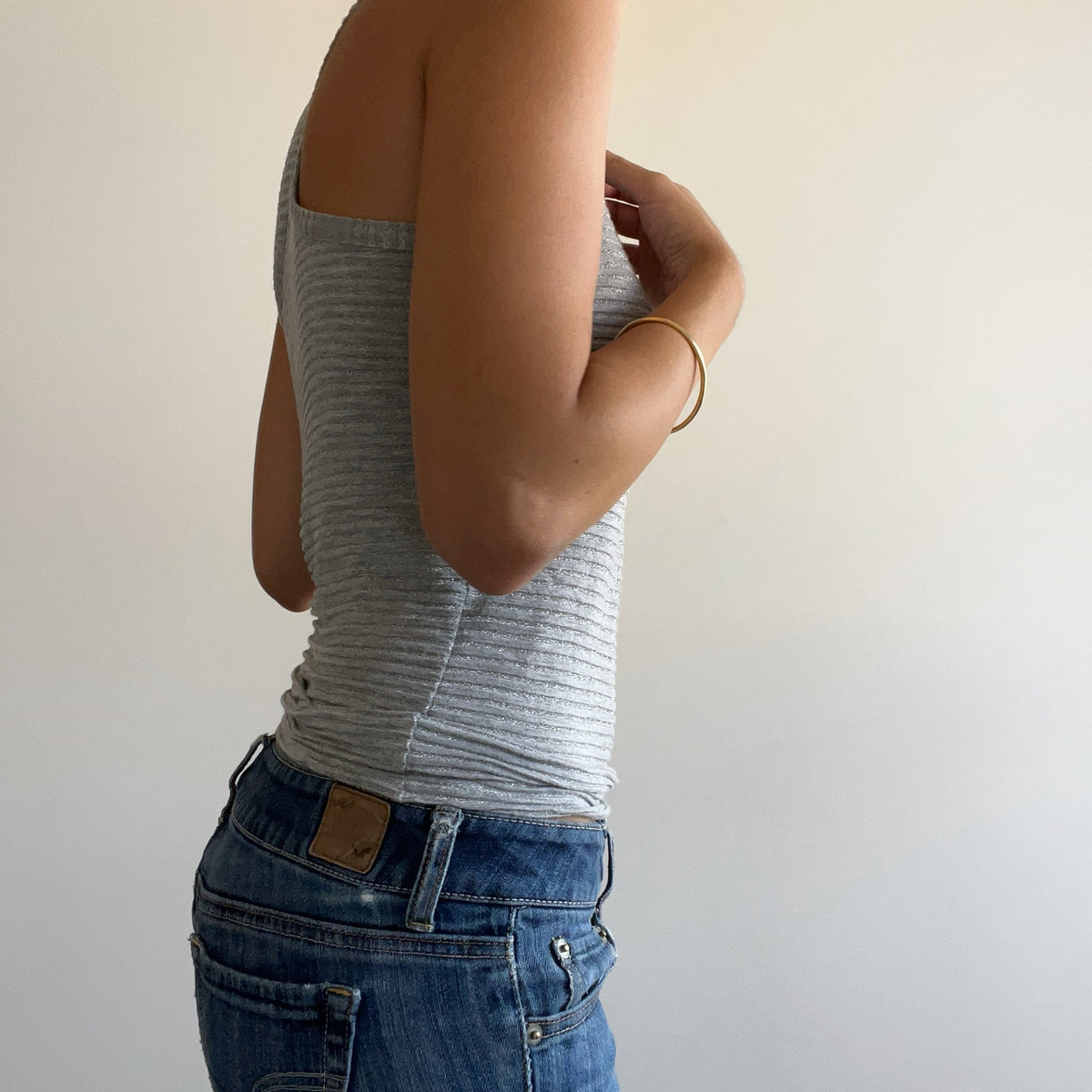 STRIPED SILVER TANK