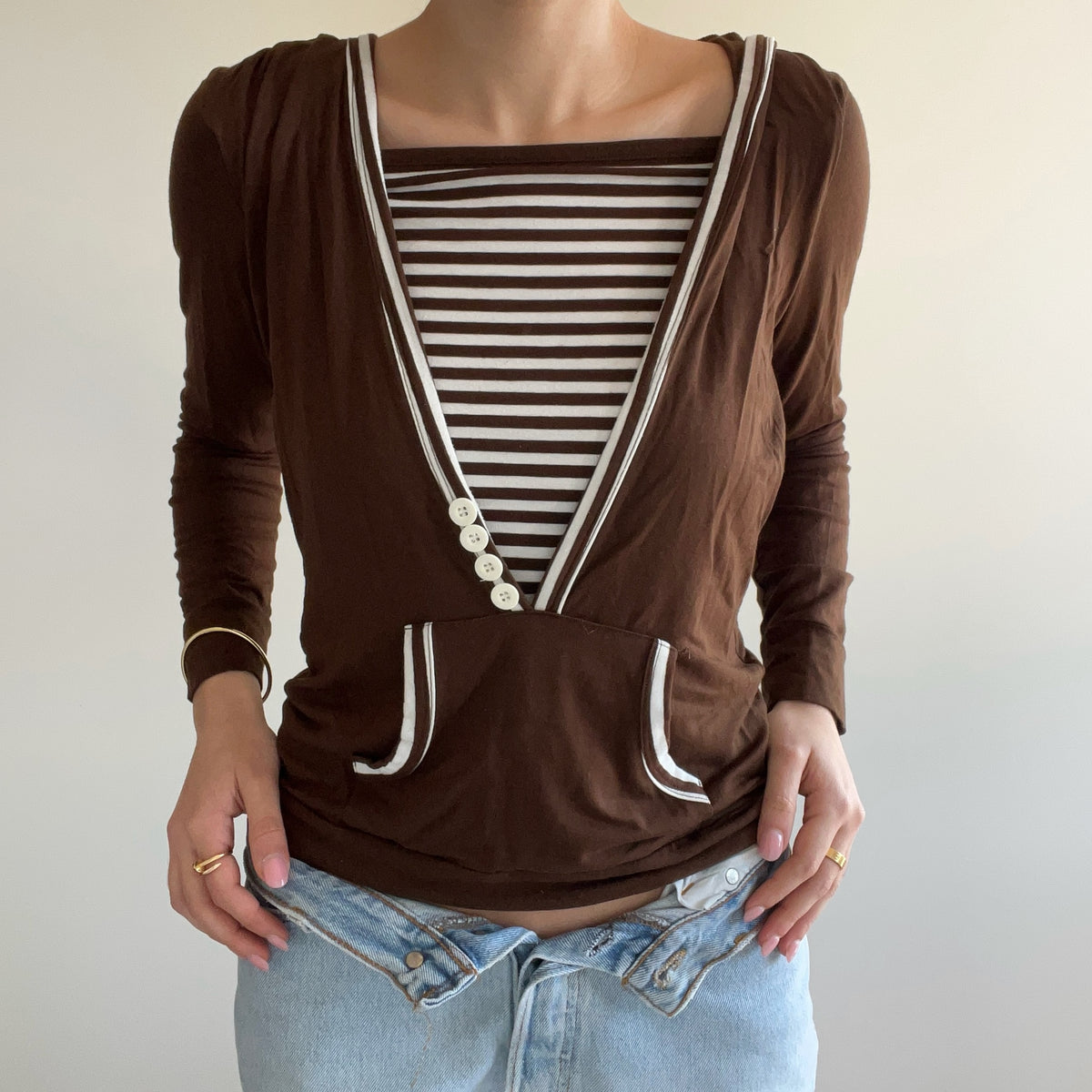 BROWN STRIPED HOODIE