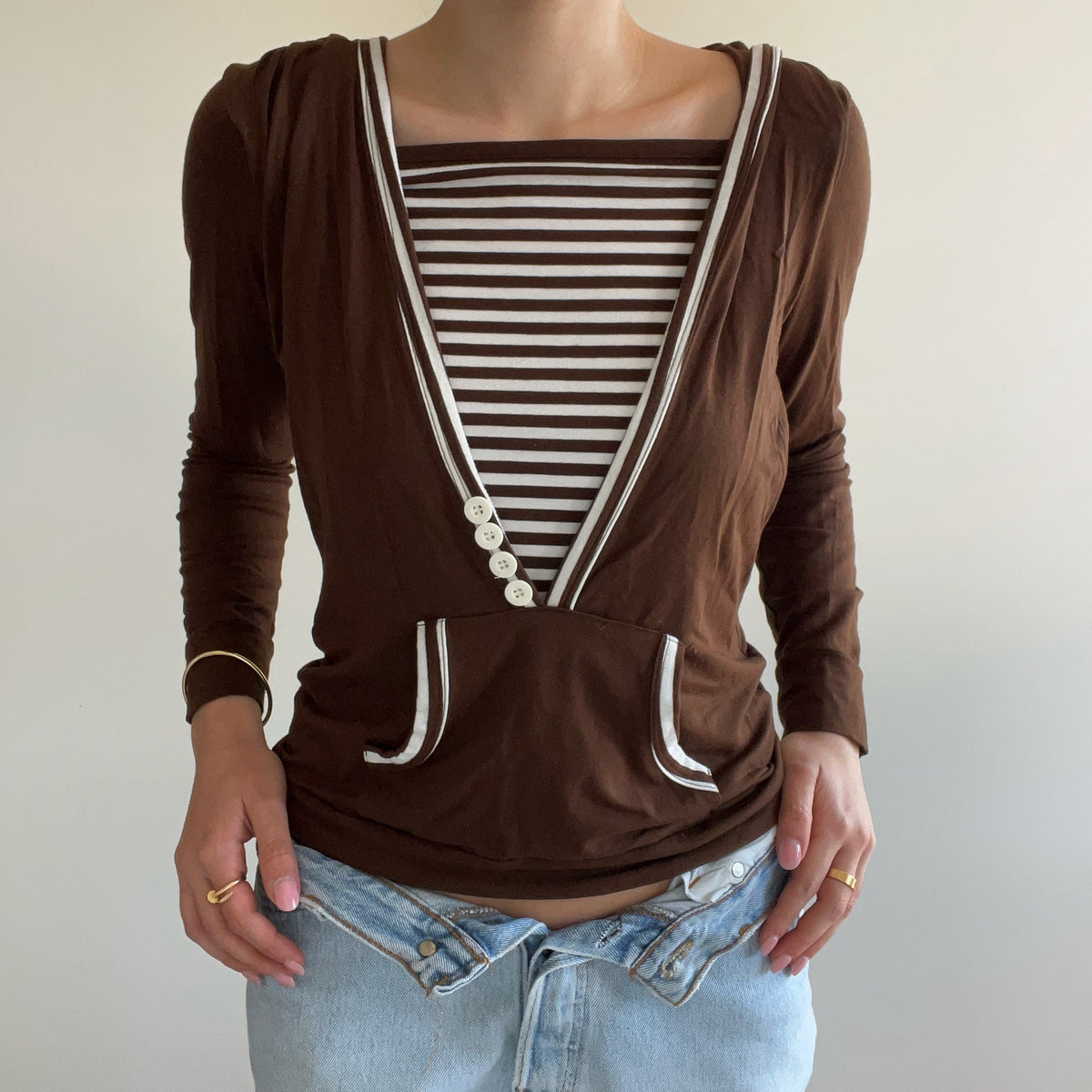 BROWN STRIPED HOODIE