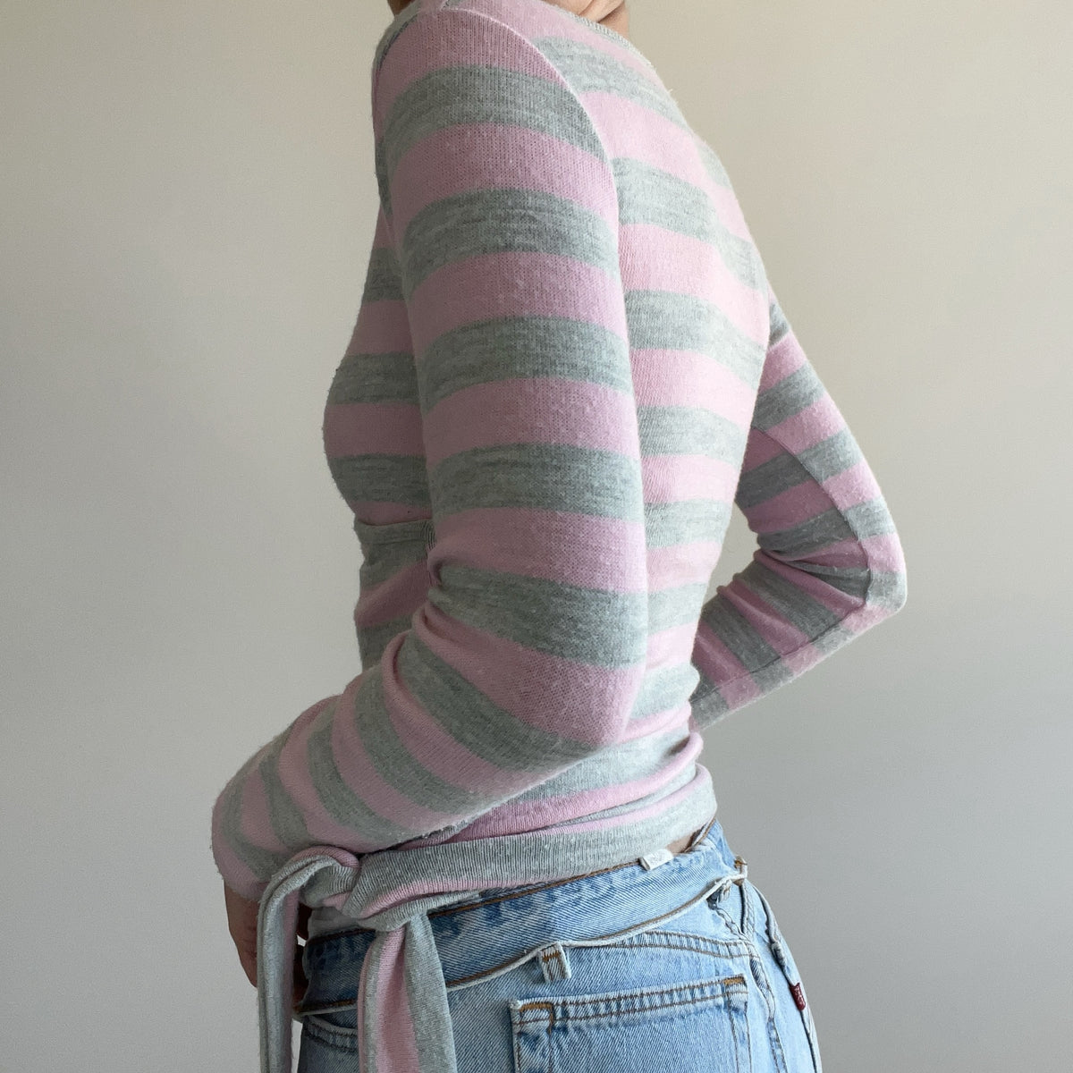 PINK STRIPED WRAP TOP