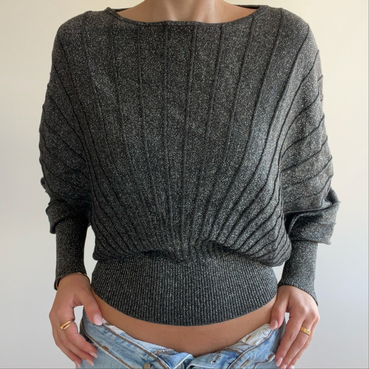 METALIC BATWING TOP