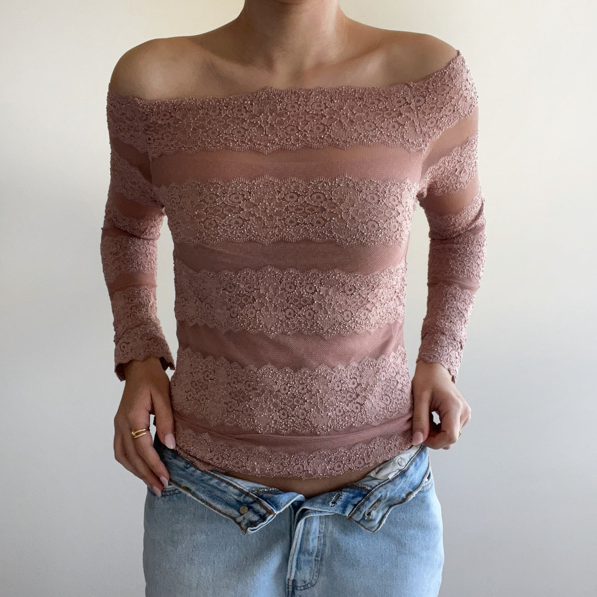 PINK LACE LONG SLEEVE