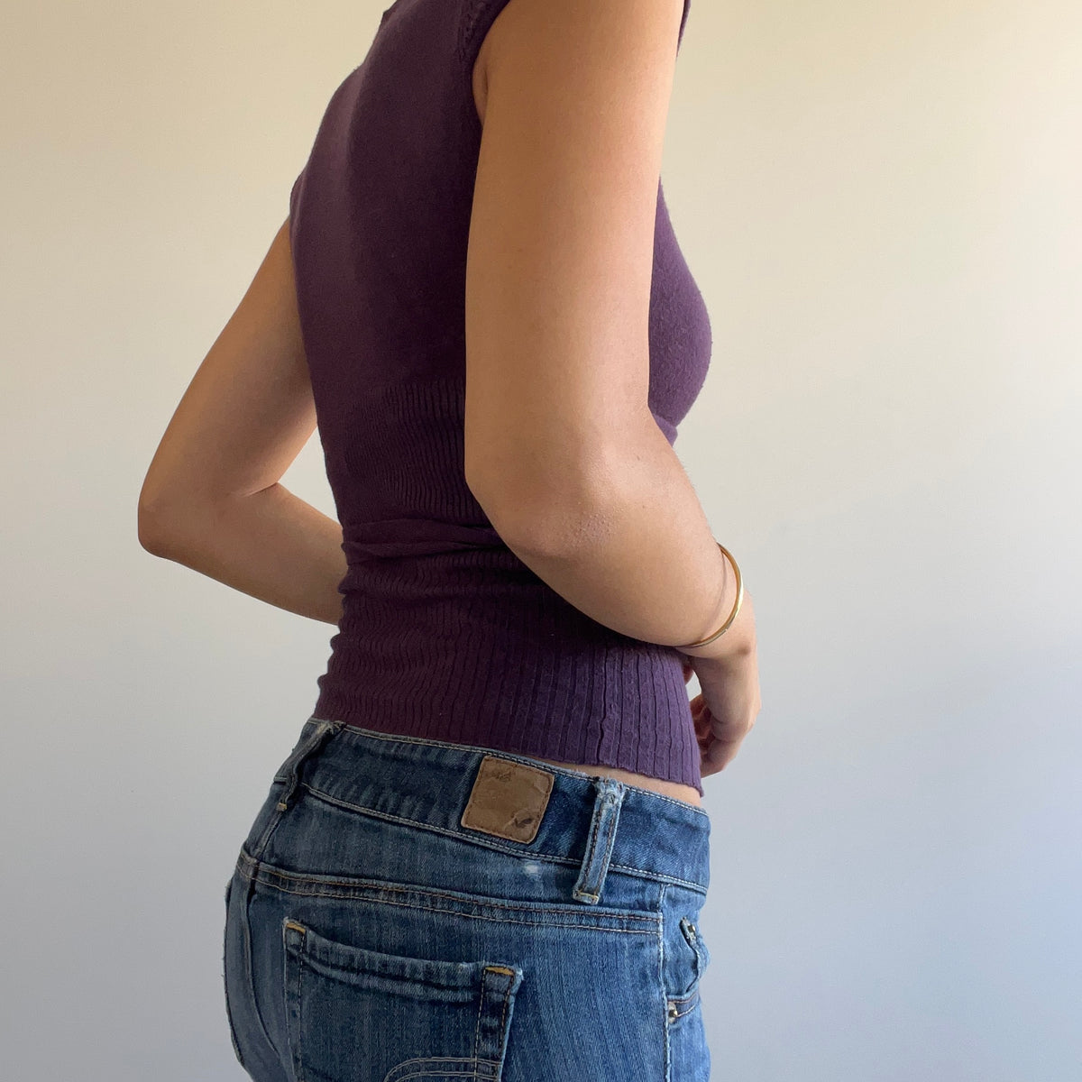PURPLE KNIT WRAP TOP